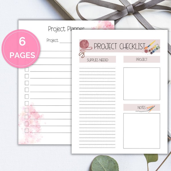 Project Planner, Project Checklist, Craft Project Planner, Craft Supply List, Hobby And Project Planner, Craft Supply Checklist, Hobby Plan