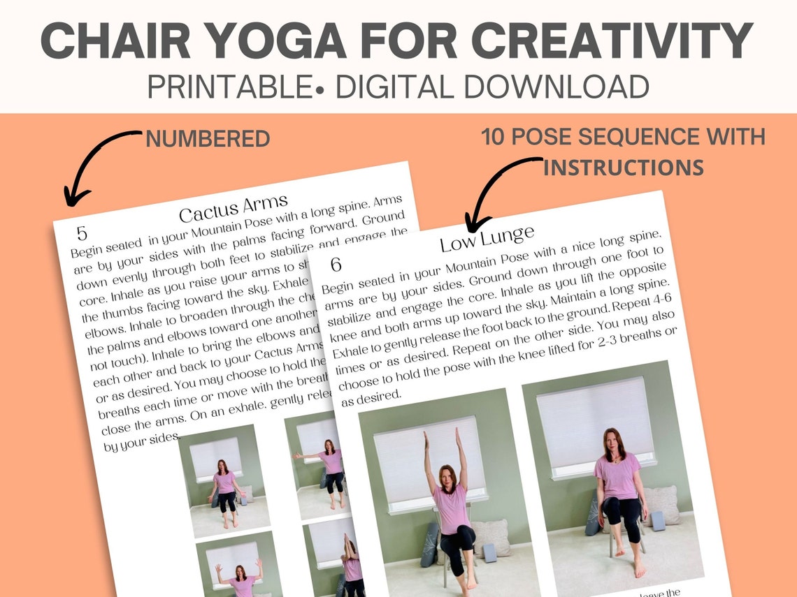 Printable Chair Yoga Sequence, Simple Chair Yoga Poses for Beginners ...