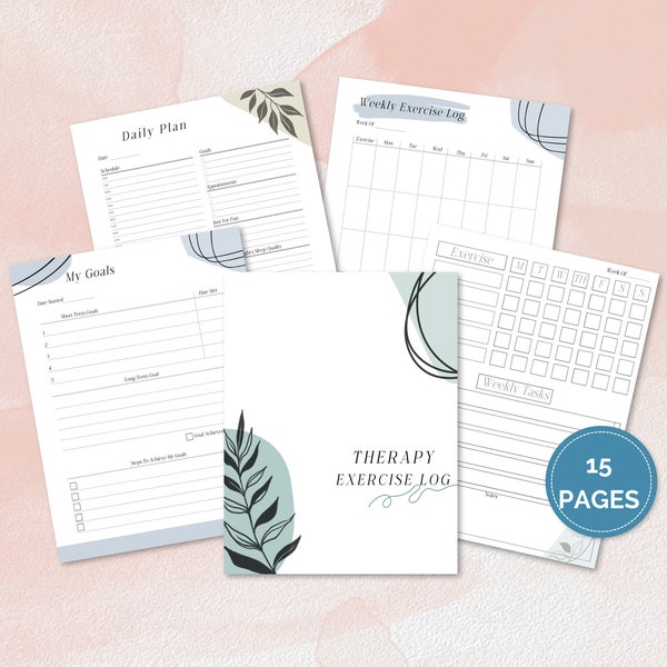 Daily Exercise Log For Physical Therapy, Health Tracker, Occupational Therapy Exercise Log, Wellness Tracker, Rehab Exercise Planner