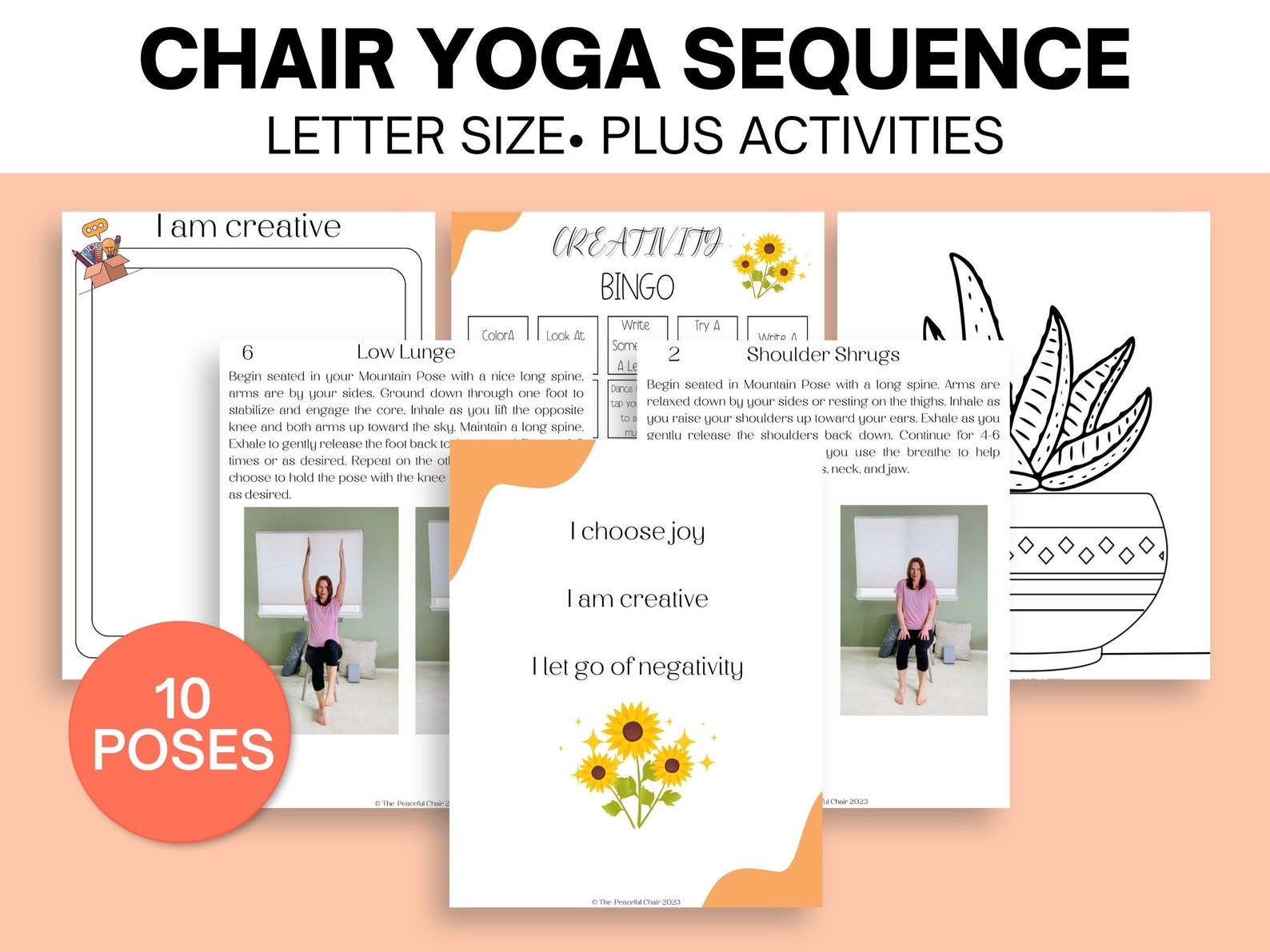 Printable Chair Yoga Sequence, Simple Chair Yoga Poses for Beginners ...