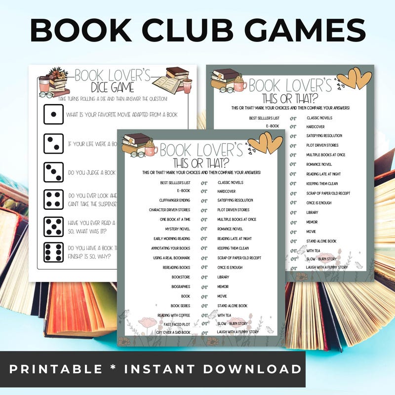 Book Club Games Etsy