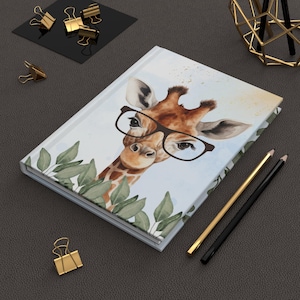 Giraffe Journal, Animal Notebooks, Cute Giraffe Notebook, Gift For Giraffe Lovers, Lined Journal Notebook, Giraffe With Glasses Journal