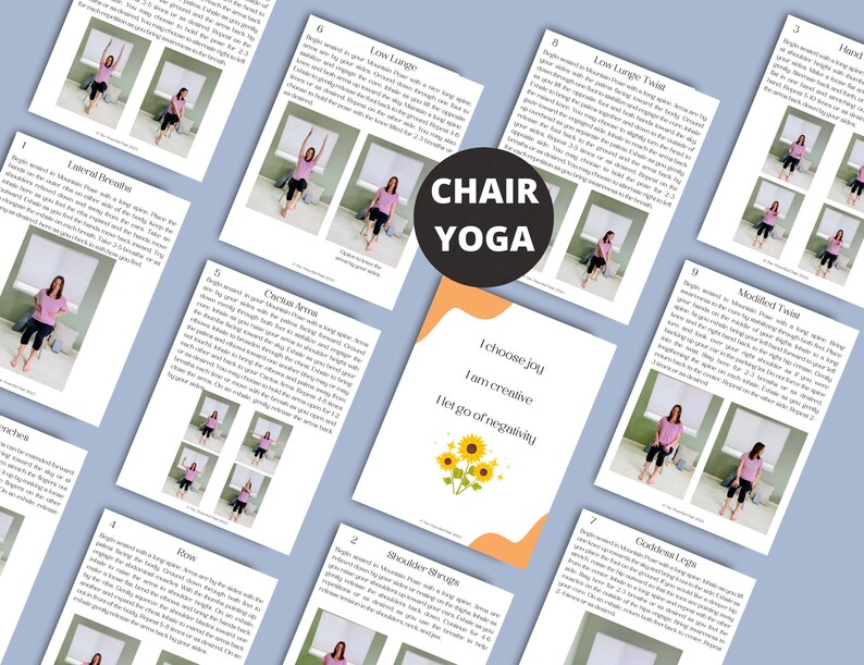 Printable Chair Yoga Sequence, Simple Chair Yoga Poses for Beginners ...