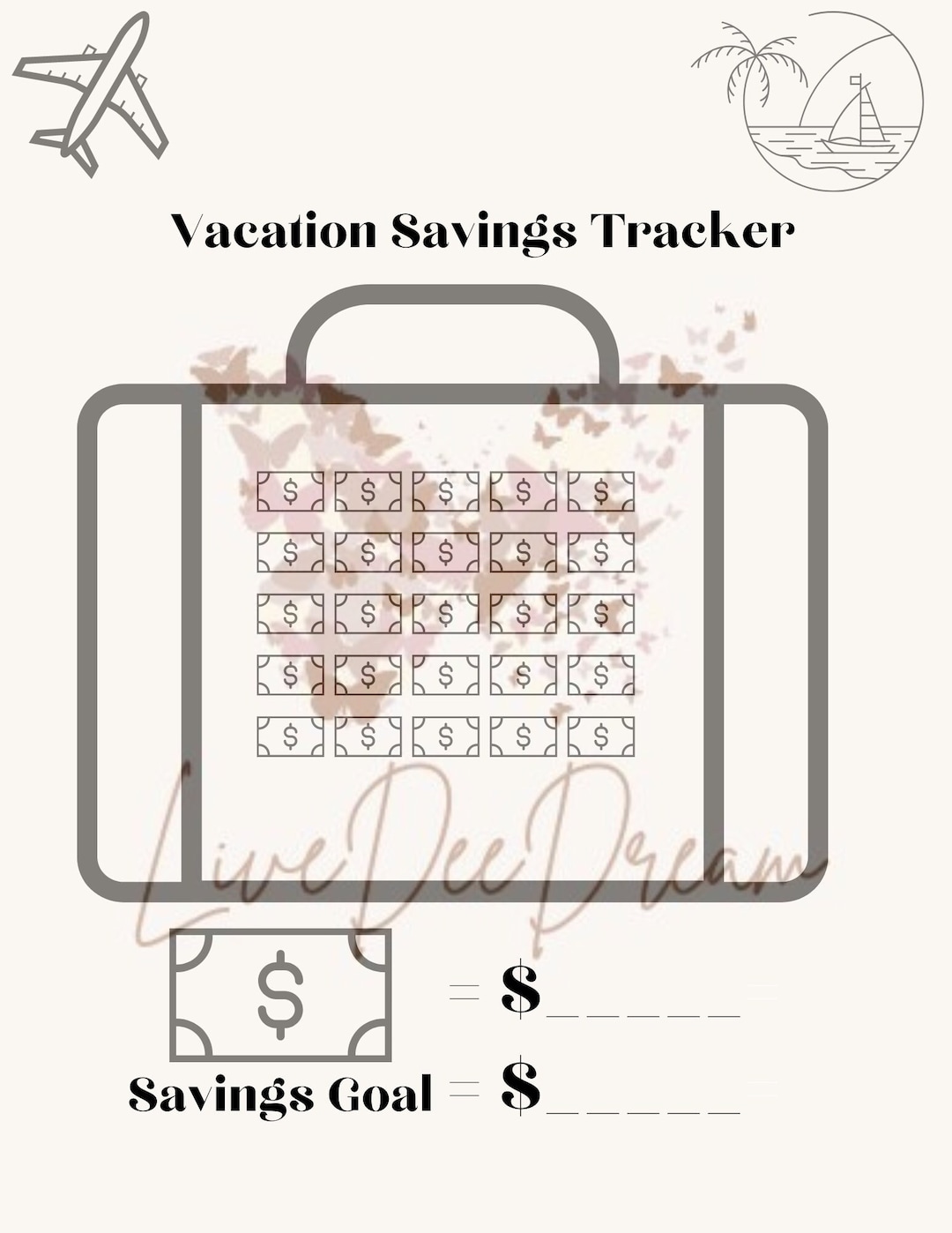 Vacation Savings Tracker Printable - Etsy