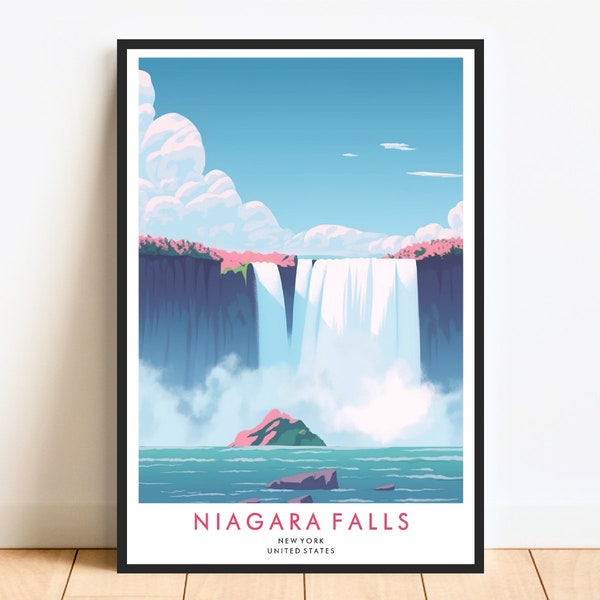 Niagara Falls New York Travel Print, Studio Ghibli Poster, DIGITAL Print, Printable, Wall Art Decor Print, Anime Decor, Travel Poster