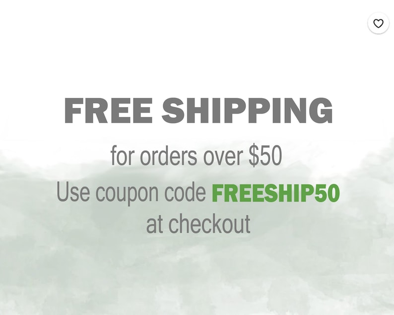 The image is a promotional graphic for a free shipping offer. It features a gray background with white text that reads "FREE SHIPPING for orders over $50 Use coupon code FREESHIP50 at checkout".