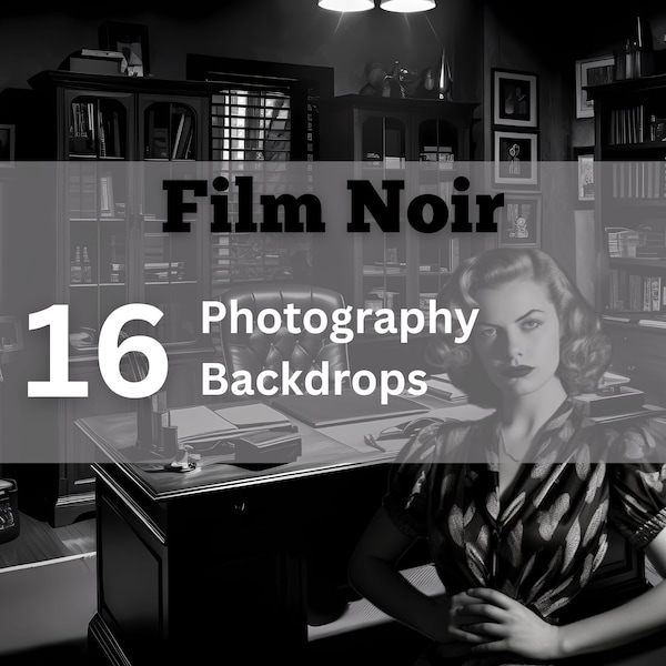 16 Film Noir Digital Photography Backdrops - Photoshop, Digital Backdrop Download