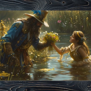 Tapis de jeu Tom Bombadil et fleurs de myrtille | Tapis de bureau | tapis de souris | Pour Le Seigneur des anneaux : le jeu de cartes vivant ou Magic The Gathering