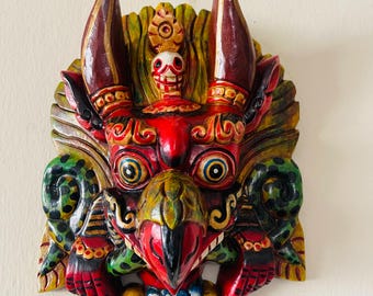 10&quot;/8&quot; Garuda mask, Handmade wooden mask of Garuda, made by poplar wood