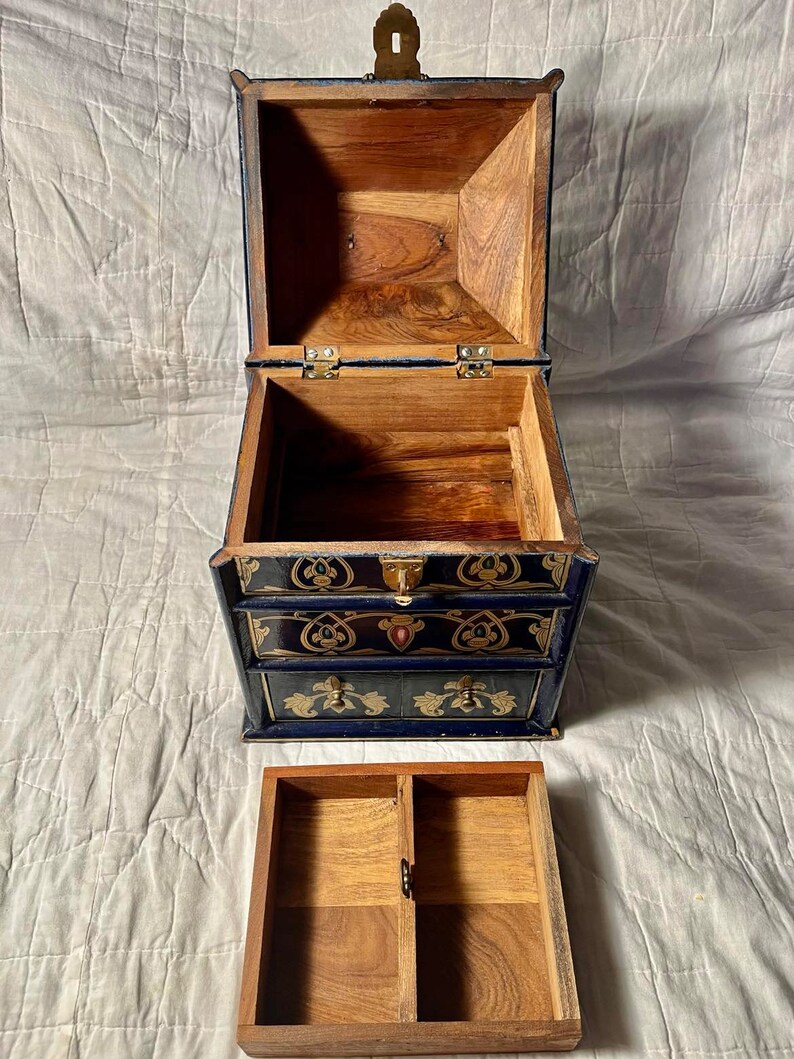 Antique Mughal Style Dowry Box, Hand Painted Indian Jewelry Box - Etsy