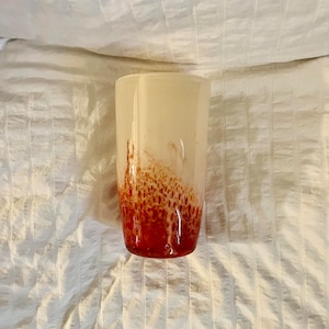 Vintage Murano Style Blown Glass vase Orange Cream Glass Vase