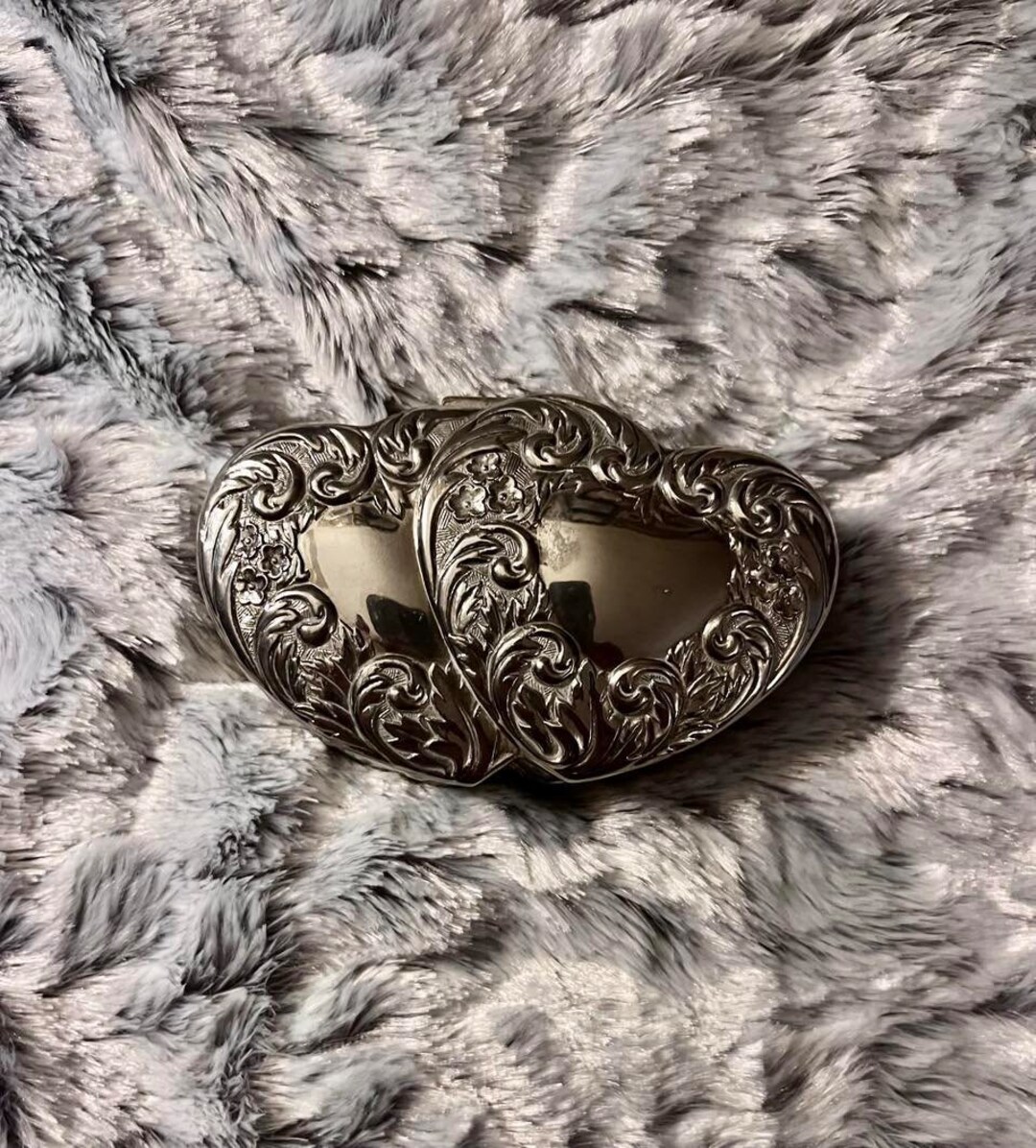 Vintage Pewter Jewelry Box Two Hearts Antique Trinket Box Etsy