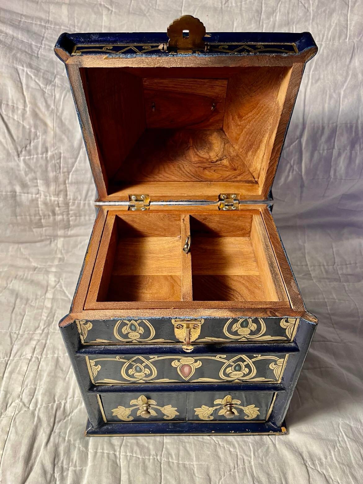 Antique Mughal Style Dowry Box, Hand Painted Indian Jewelry Box - Etsy