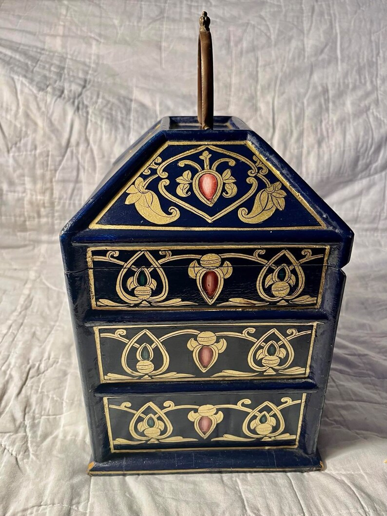Antique Mughal Style Dowry Box, Hand Painted Indian Jewelry Box - Etsy