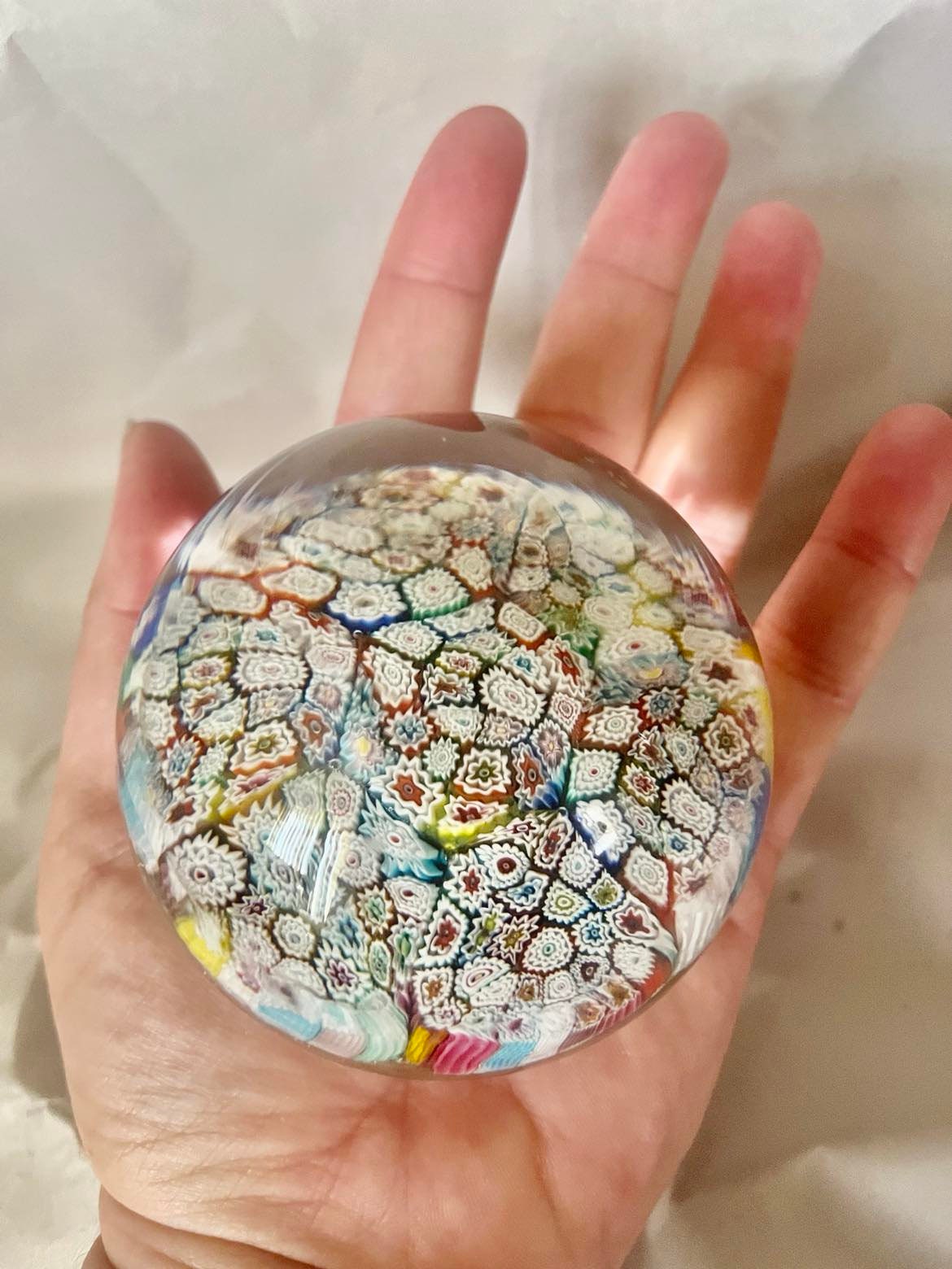 Vintage Murano Glass Paperweight - Millefiori - Italy - 2 3