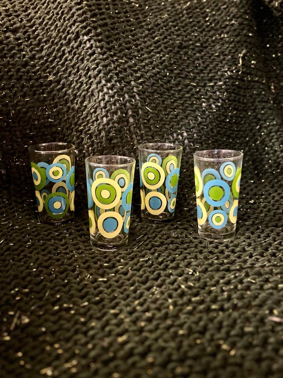 MCM Retro Blue and Green Tumblers, Made in Indonesia, Set of 4