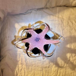 Vintage Pink Art Glass Lavorazione Arte MURANO Dish, Made in Italy