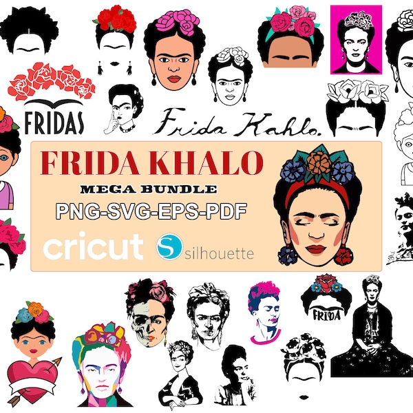 Frida Kahlo Svg Bundle, Frida Kahlo Svg Files, Frida Kahlo Svg Birthday, Frida Kahlo Svg Files For Cricut, Instant Download