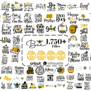 Honey Bee SVG, Bee SVG Mega Bundle, Bee Happy Svg, Bee Kind Svg, Queen Bee Clip Art, Svg Cut Files For Cricut, Bee Clipart,
