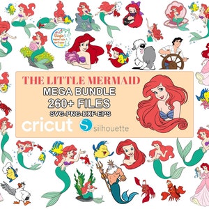 Lot petite sirène SVG, Clipart Ariel, petite sirène Png, princesse Png, Svg, Png, Dxf, Eps, téléchargement numérique instantané