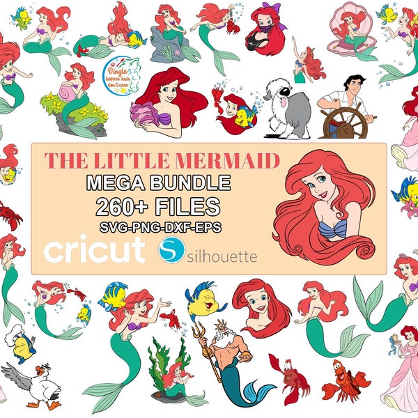 Little Mermaid SVG bundle, Ariel Clipart, Little mermaid Png, Princess Png, Svg, Png, Dxf, Eps, Instant Digital Download