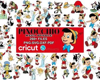 Pinocchio 260 clipart bundle, Pinocchio svg taglia file per Cricut / Silhouette, Pinocchio svg, png, dxf, download istantaneo