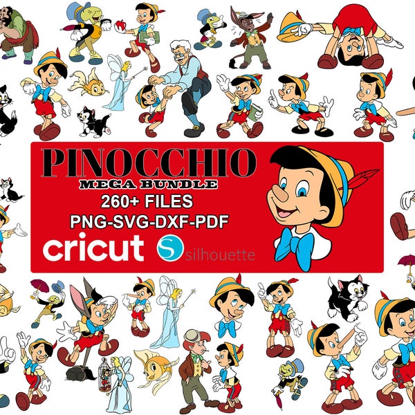Pinocchio 260 clipart bundle, Pinocchio svg cut files for Cricut / Silhouette, Pinocchio svg, png, dxf, instant download