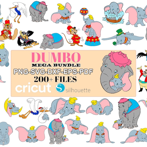 Dumbo SVG Bundle, Dumbo Geburtstag svg, digitale Datei, Instant Download, svg-Dateien für Cricut