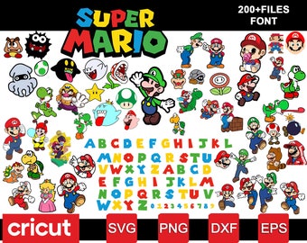 Super Mario SVG, file Mario Svg per Cricut, Mario Font SVG, Mario PNG, Download digitale,