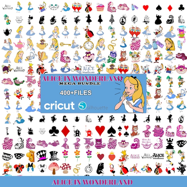 Alice in Wonderland SVG Bundle, Alice SVG, Princess svg, Alice in Wonderland Clipart, Alice in Wonderland digital download