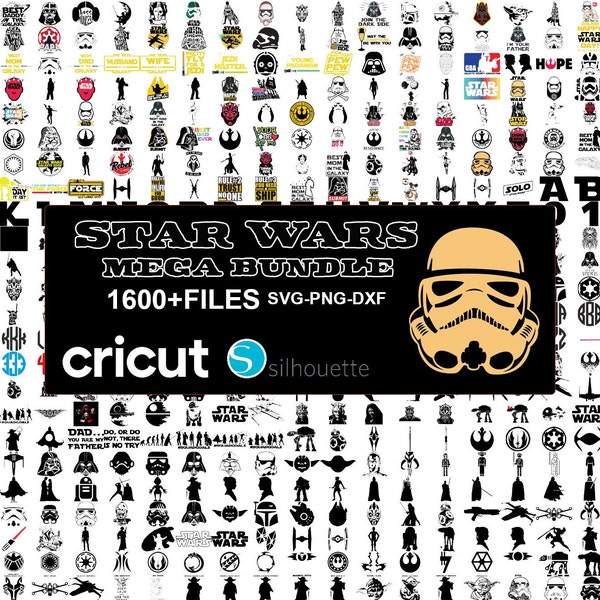 1600+ Star Wars Dateien, Star Wars SVG Bundle, Star Wars Schriftart, Darth Vader svg, Star Wars Clipart, Star Wars Cut Dateien, Instant Download