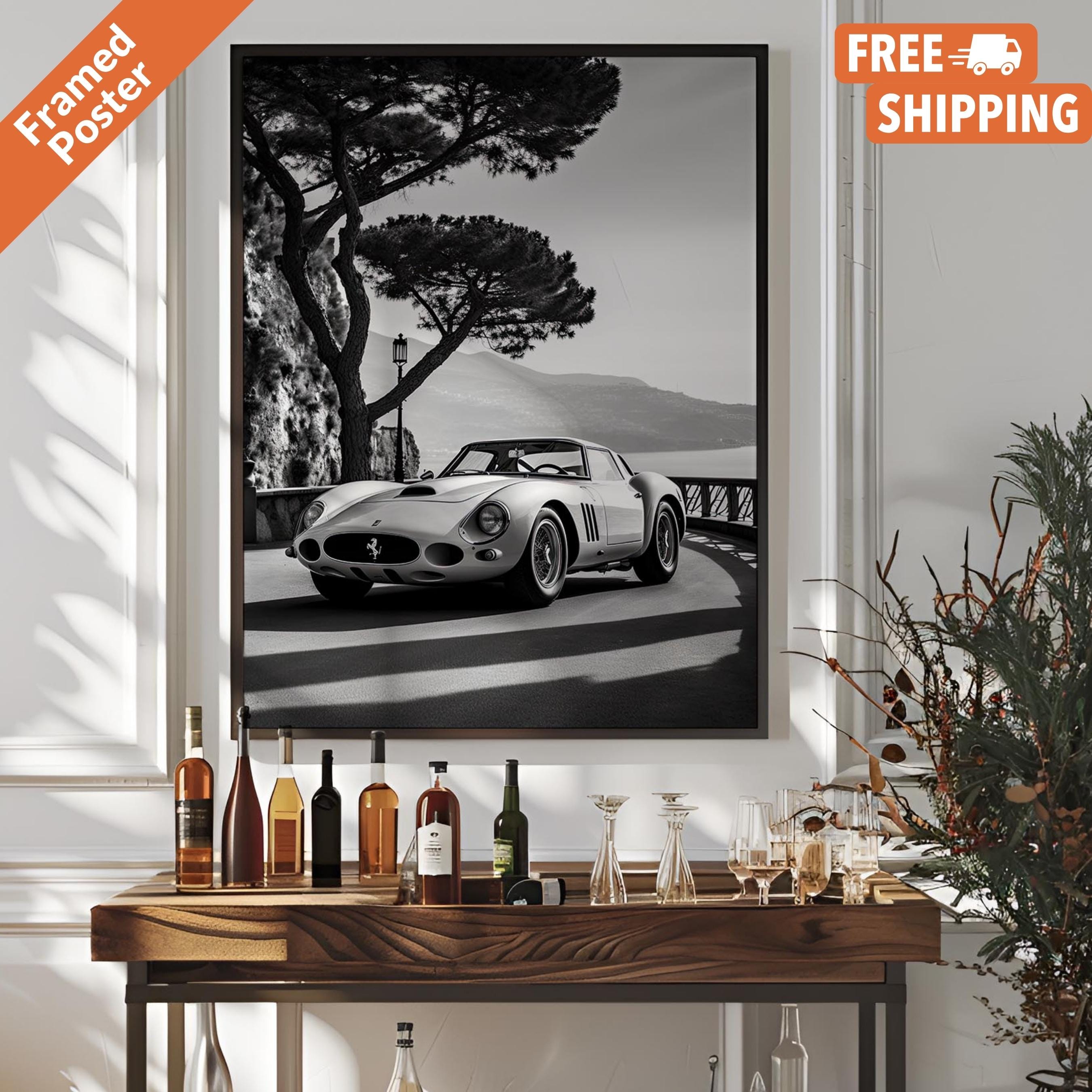 1962 Vintage Ferrari GTO 250 Framed Black & White Car or