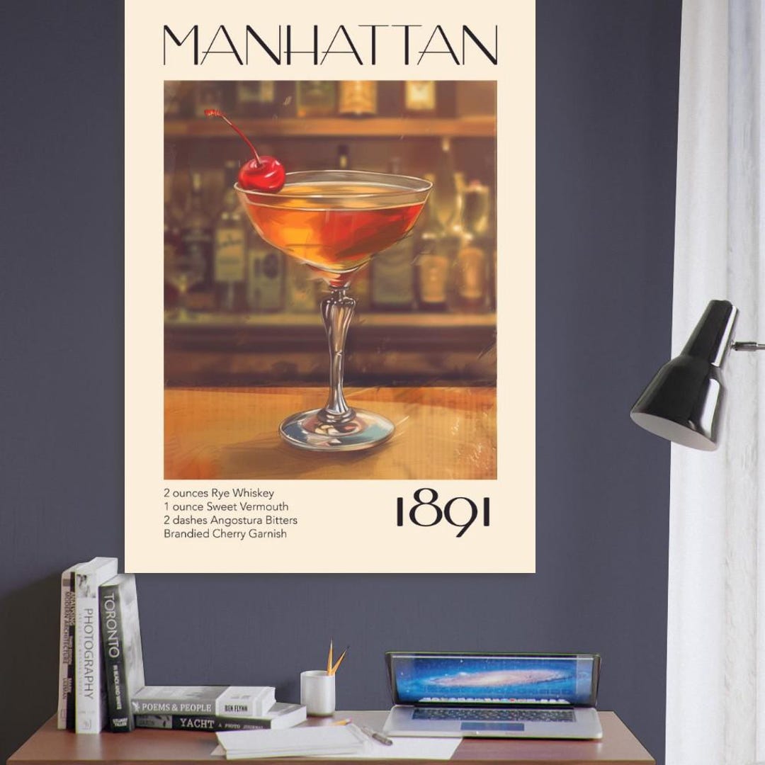 6 Cocktail-Poster Im Vintage-Stil – 20,3x25,4 Cm, Aquarell-Design Für Bar-Deko