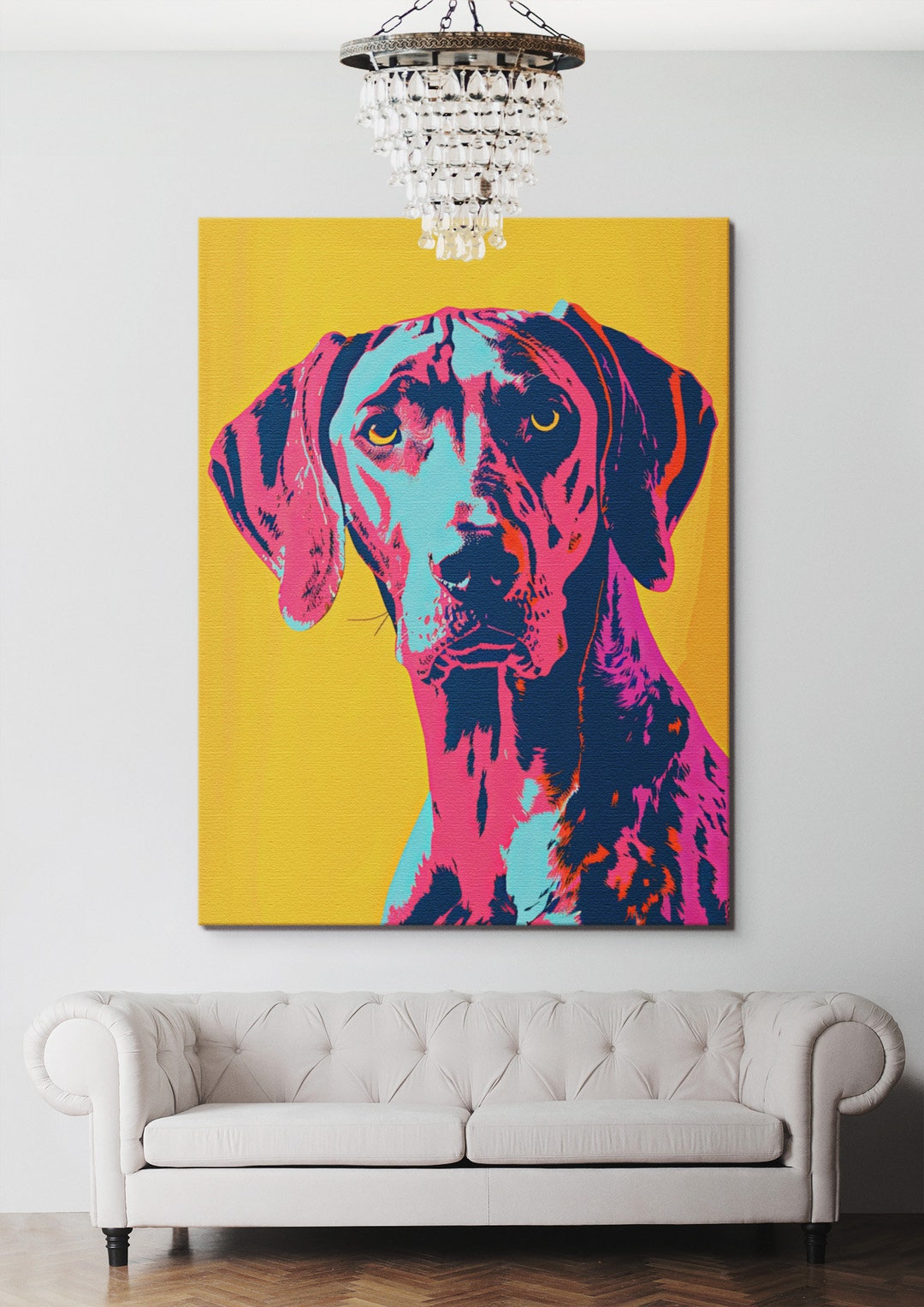 Modern Andy Warhol Style Rhodesian Ridgeback Dog Portrait Rolled Canvas