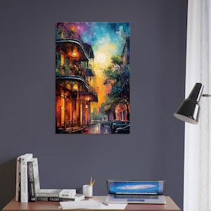 New Orleans French Quarter Night Canvas Art: NOLA Street View