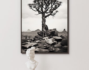 Majestic Joshua Tree Framed Poster Print, Framed Tree Poster, Joshua Tree Art, Nature Tree Decor, Free Shipping