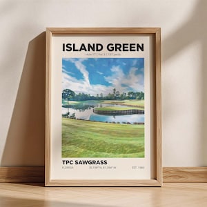 Island Green TPC Sawgrass Golf Poster, Florida Championship Course Golf Decor
