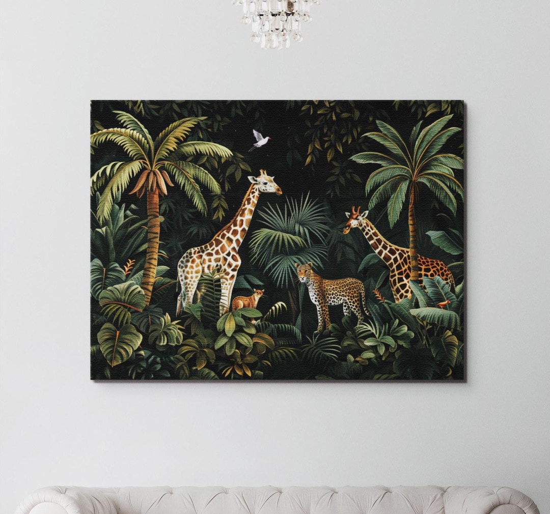 African Safari Animals Jungle Wall Art Canvas Print Cheetah Giraffe ...