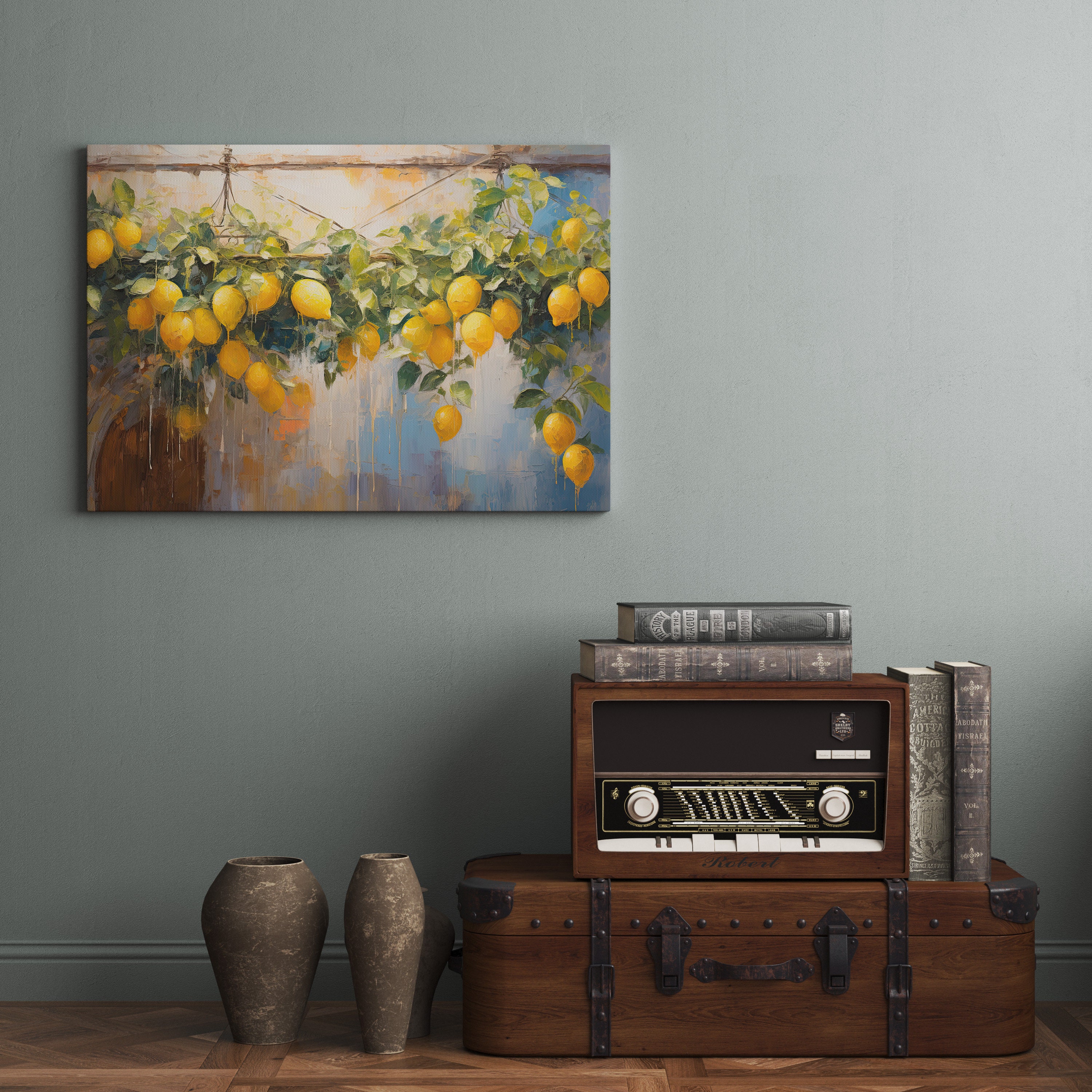 Lemon Tree Oil Painting: Rustic Kitchen Canvas Wall Art - Etsy