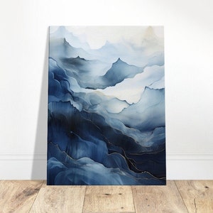 Blue Abstract Ocean Canvas Art: Serenity Wall Decor