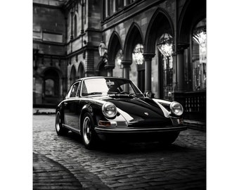 1963 Porsche 911 Turbo Poster Druck, Schwarz Weiß Auto Poster, Auto Wandkunst, Luxusauto Wandkunst, Exotische Auto Wandkunst, kostenloser Versand