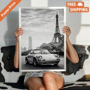 ヴィンテージ ポルシェ 911 白黒ポスタープリント クラシックカーポスター ウォールアート レアスポーツカー装飾 エキゾチックカーウォールアート