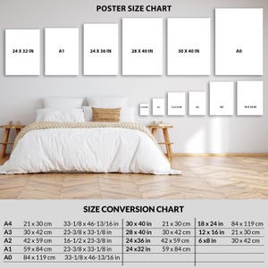 A poster size chart showing all available sizes we make.