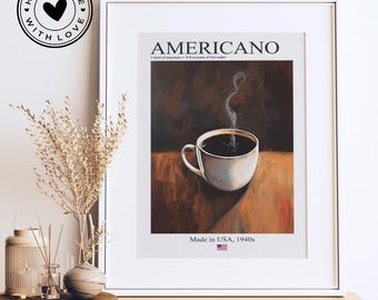 Poster mit Americano-Kaffee-Rezept: Kunstdruck für die Küche