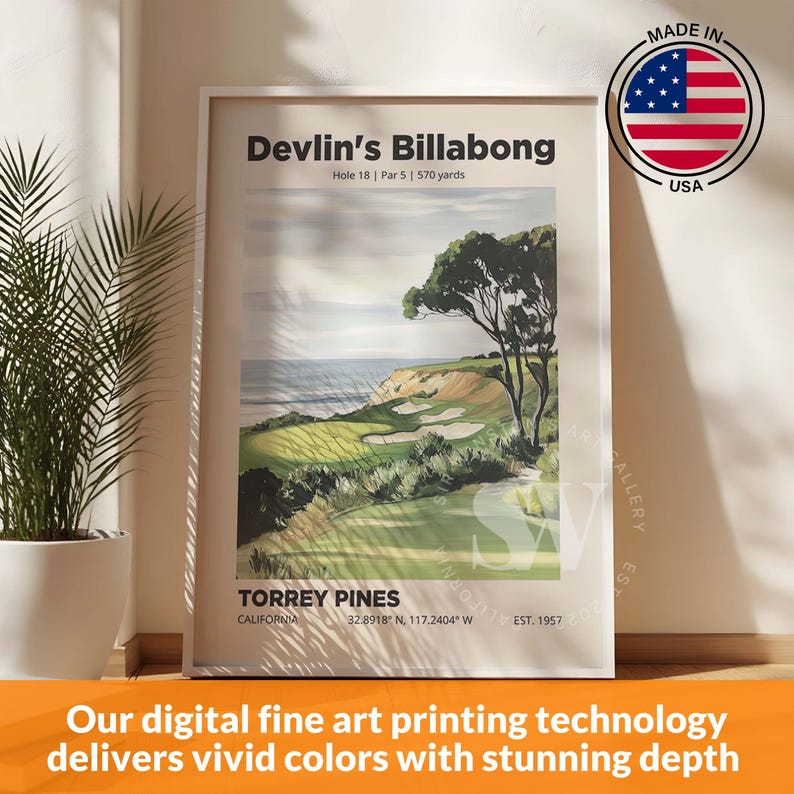 Torrey Color Torrey Pines Golf Course Wall Art: Devlin's Billabong 18th Hole Golfer ...