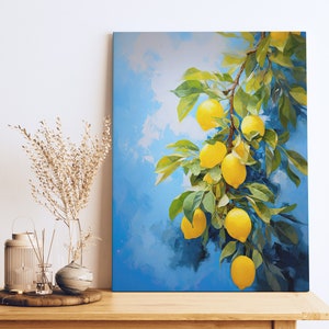Lemon Branch Canvas Print: Bright Kitchen Wall Art