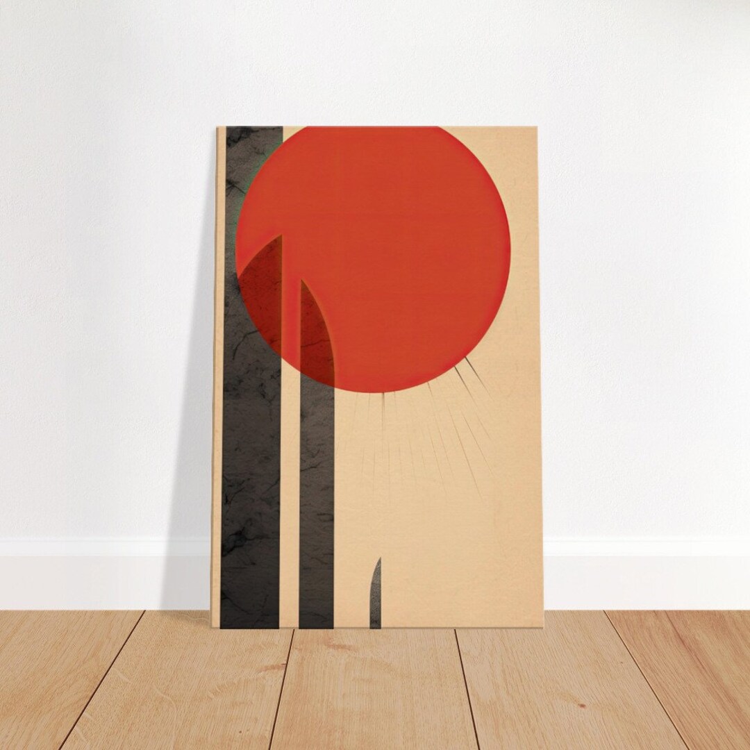 Mid Century Modern Red Sun Canvas Print: Asian Inspired Wall Art - Etsy
