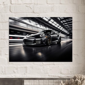 Black Porsche 911 GT3 RS Tunnel Drive Poster, Stunning Car Poster, Automotive Art, Perfect Gift for Car Lovers, Free Shipping