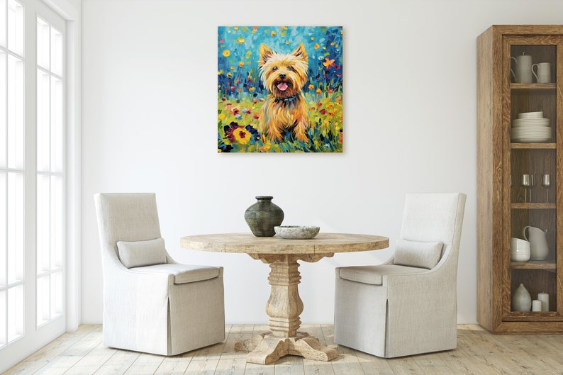 Van Gogh Inspired Yorkshire Terrier Dog Portrait Pop Art Canvas