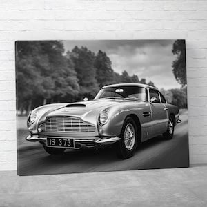 Vintage Aston Martin DB5 Movie Tribute Car Canvas Ideal For Mancave Decor Perfect Fathers Day Gift